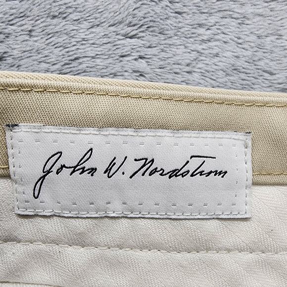 John W. Nordstrom Pants Mens 35W 31L Tan Khaki Smart Care Pleated Cuffed Office - Picture 4 of 11